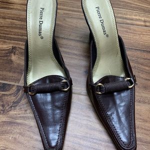 Pierre Dumas leather slip on heels, Size 7